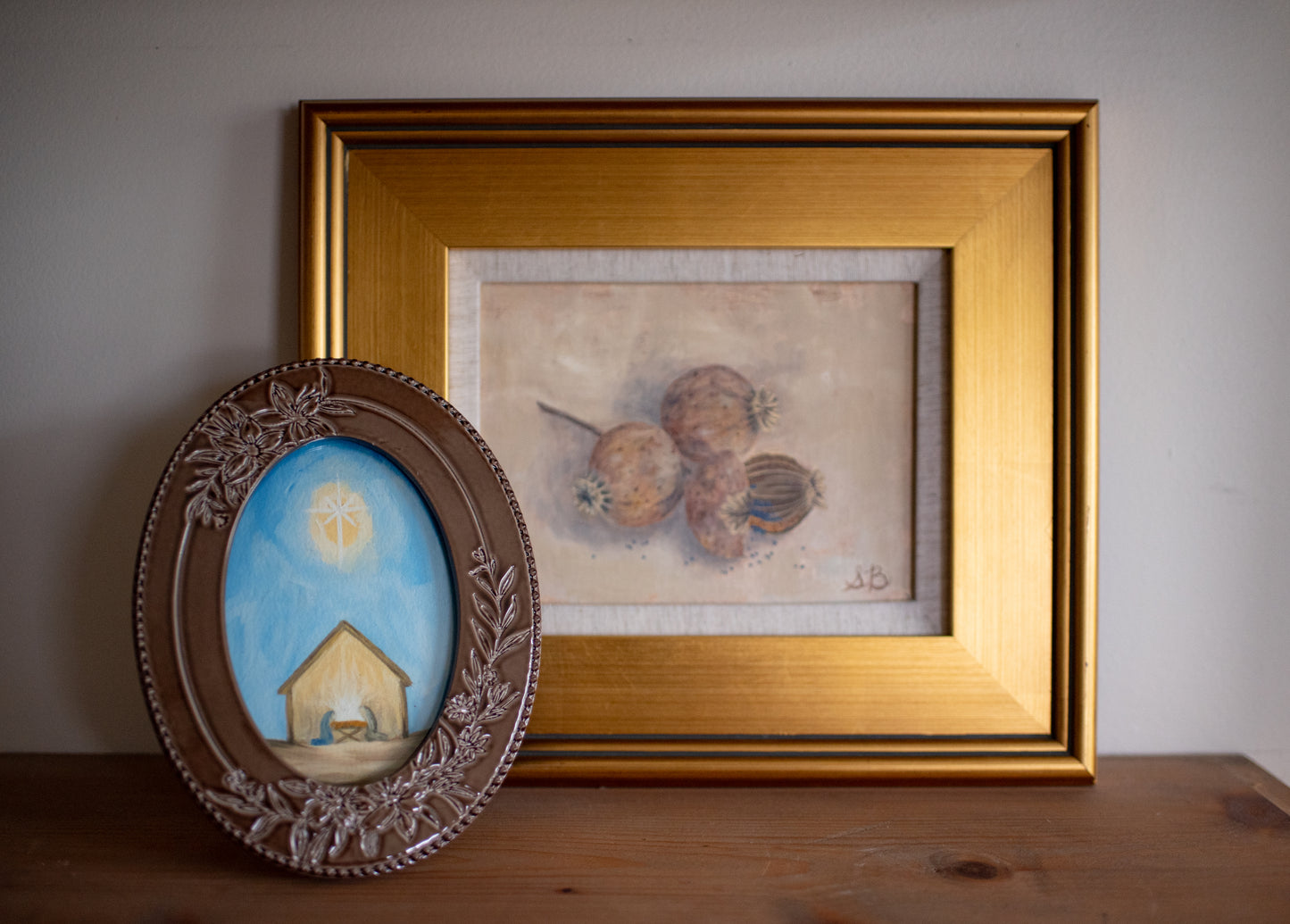 Away in a Manger Print in Glossy Mocha Frame