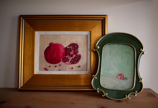 A Peppermint Print in Green Frame