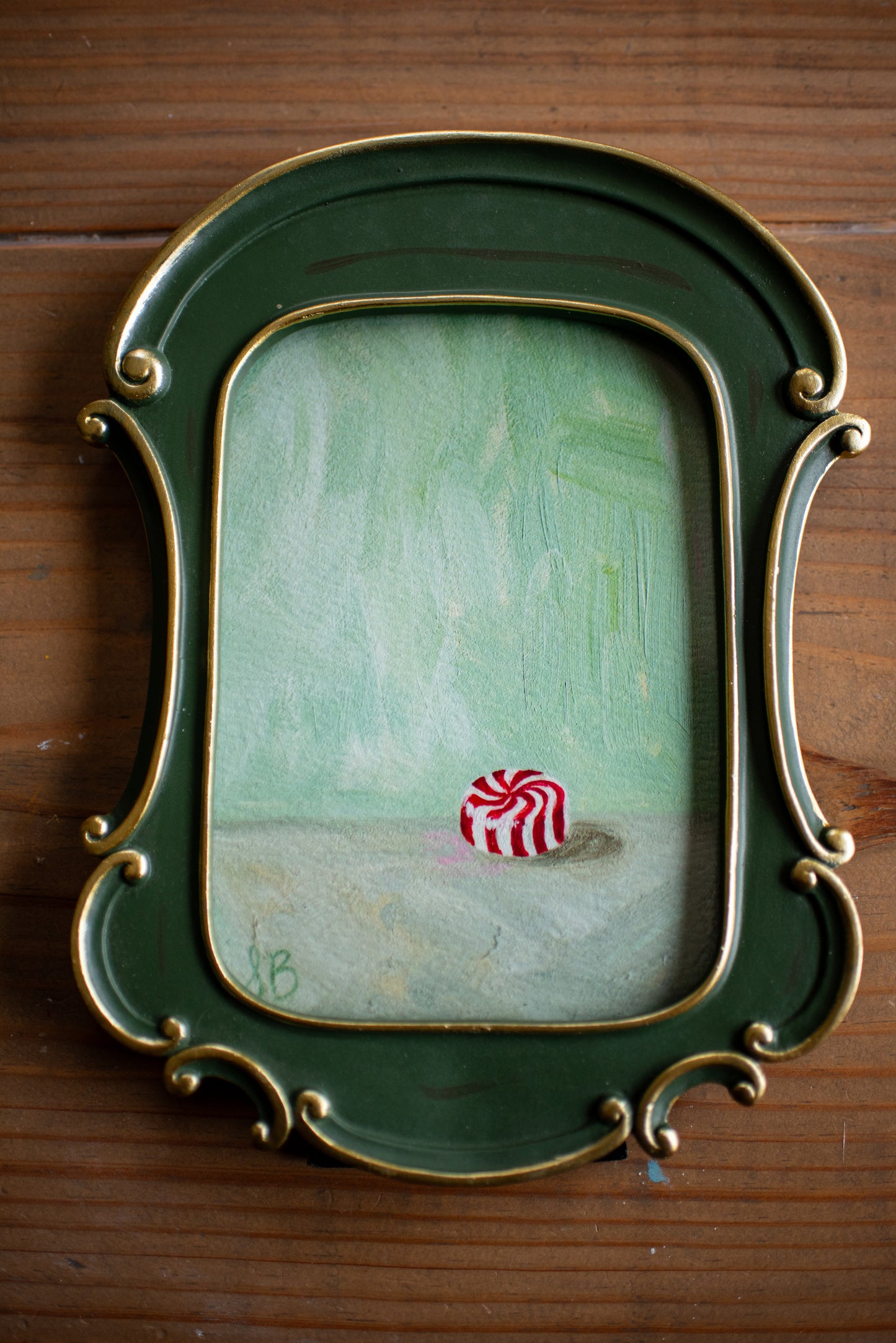 A Peppermint Print in Green Frame