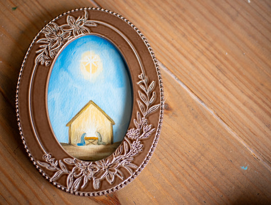 Away in a Manger Print in Glossy Mocha Frame