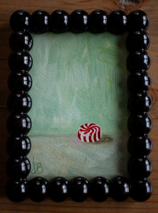 A Peppermint Print in Black Bubble Frame
