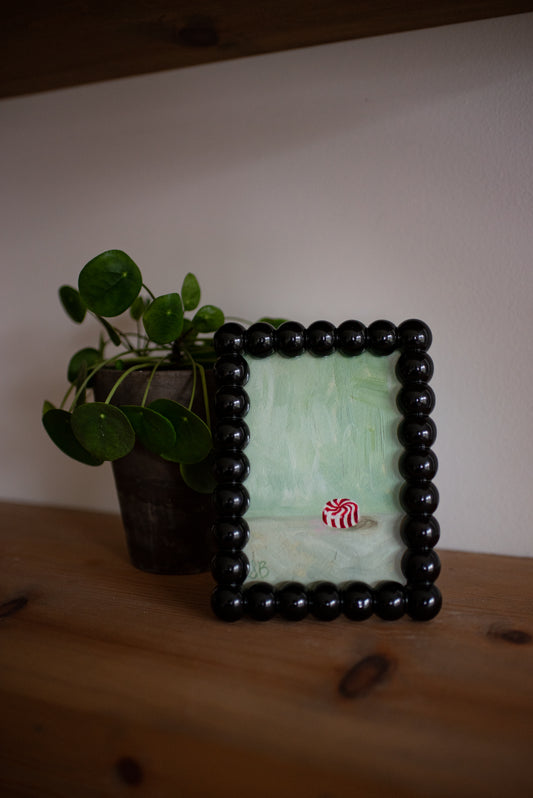 A Peppermint Print in Black Bubble Frame